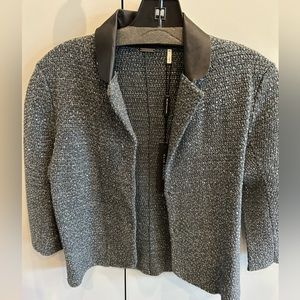 Elie tahari gun metal cotton, nylon and metallic dressy little blazer size small